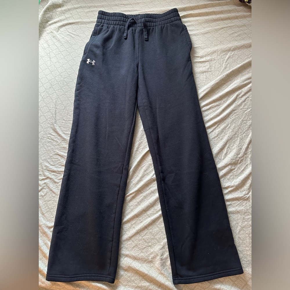 Black Under Armour Icon Fleece Wide-Leg Pants for Ladies